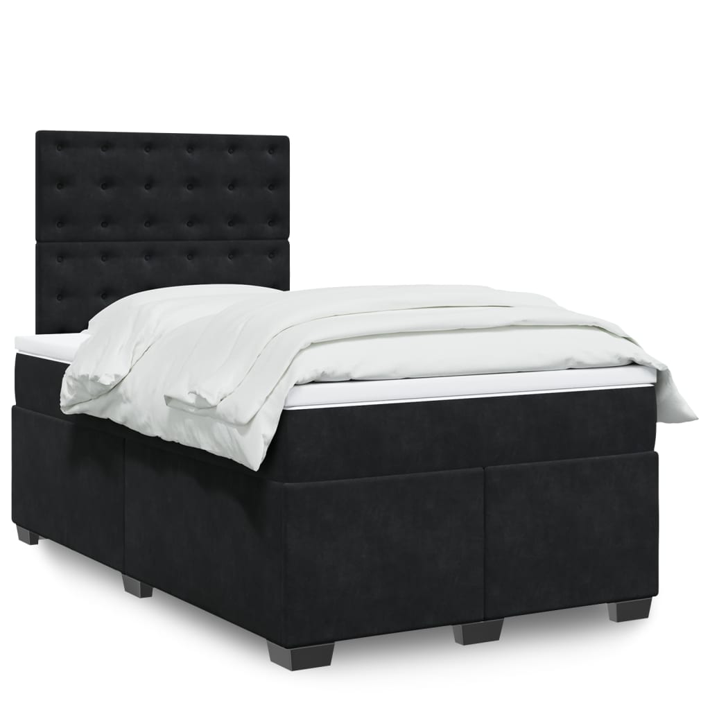 kontinentalseng med madras 120x190 cm velour sort
