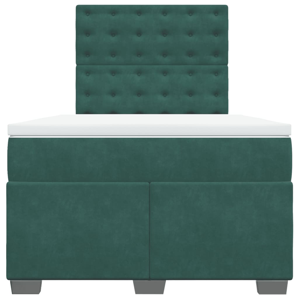 kontinentalseng med madras 120x190 cm velour mørkegrøn