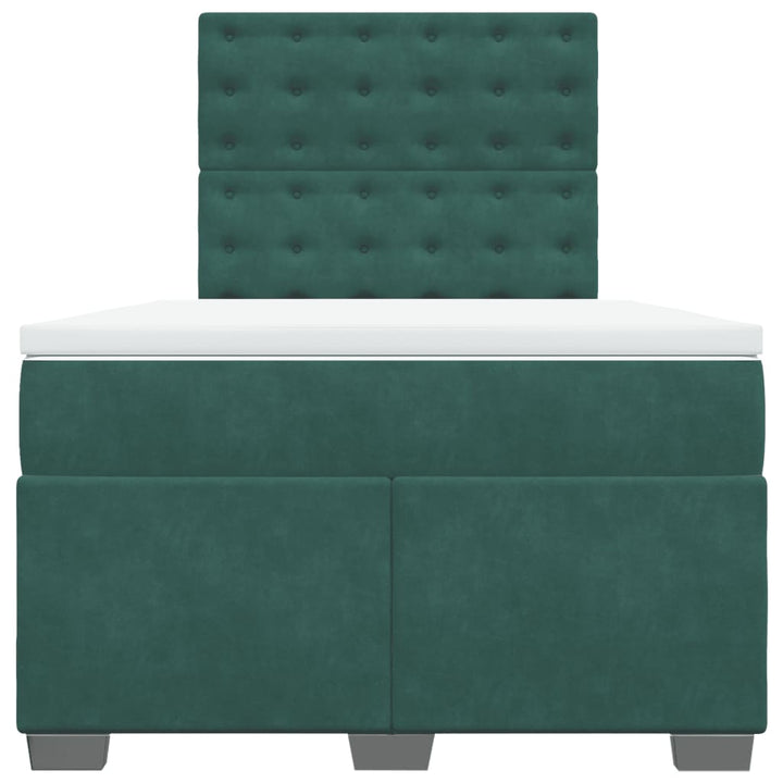 kontinentalseng med madras 120x190 cm velour mørkegrøn
