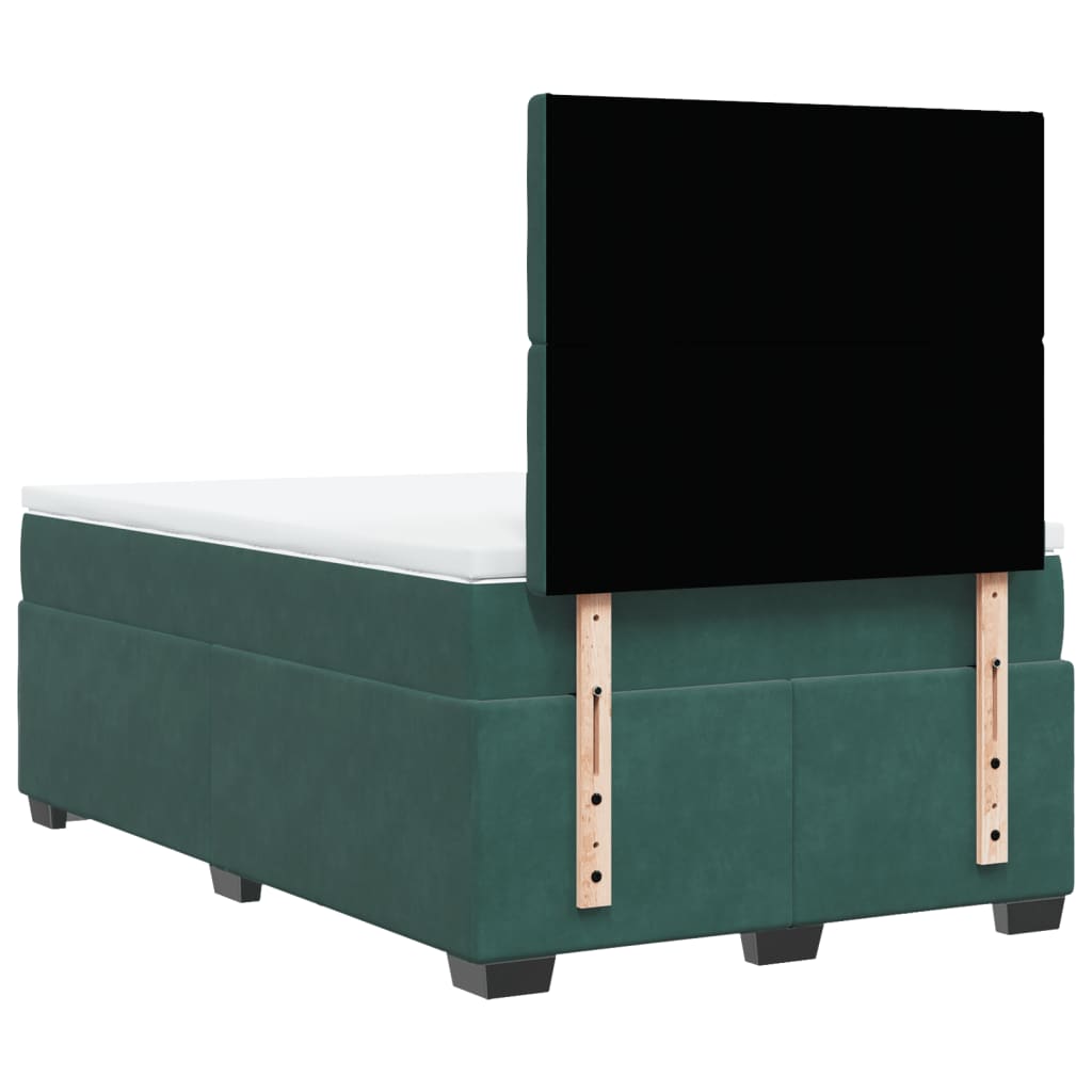 kontinentalseng med madras 120x190 cm velour mørkegrøn