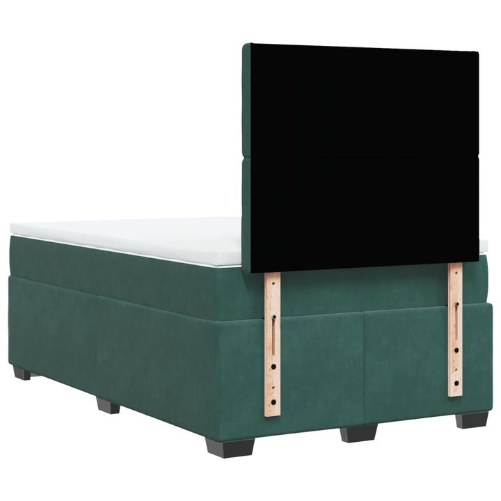 kontinentalseng med madras 120x190 cm velour mørkegrøn