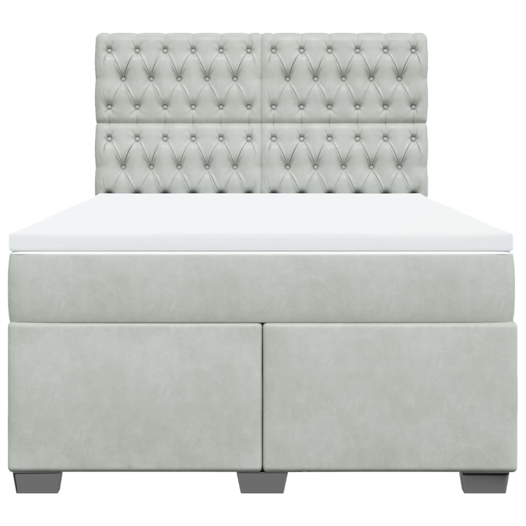 kontinentalseng med madras 140x190 fløjl lysegrå