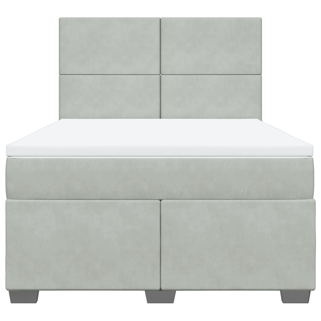 kontinentalseng med madras 140x200 cm fløjl lysegrå