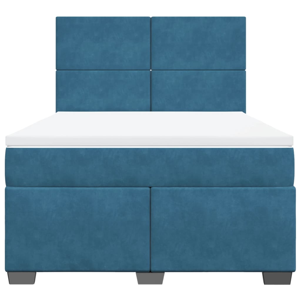 kontinentalseng med madras 140x200 cm fløjl blå