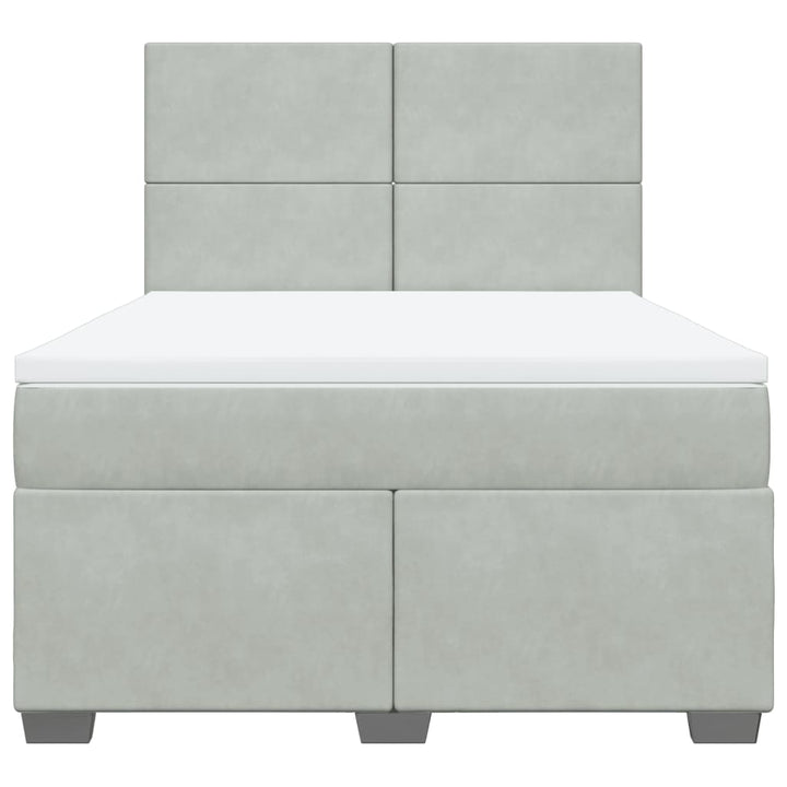 kontinentalseng med madras 160x200 cm fløjl lysegrå