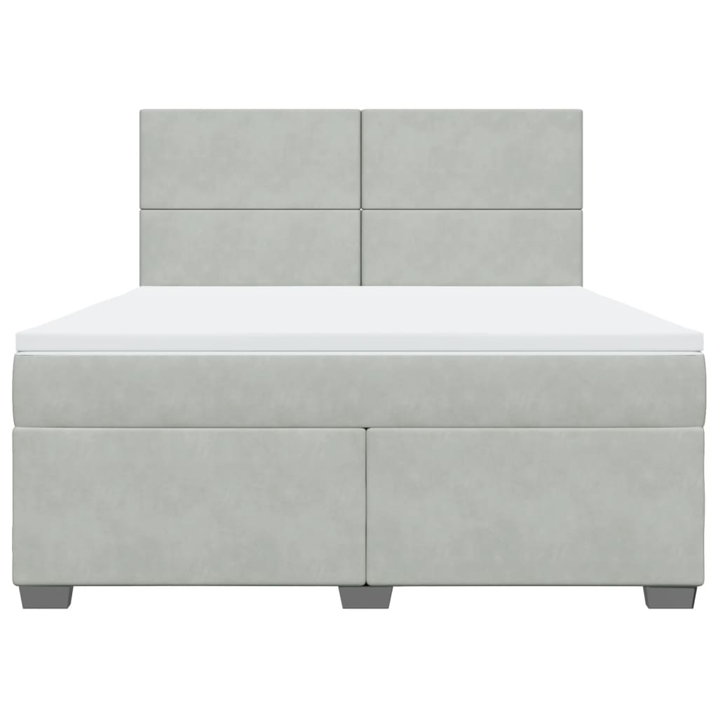 kontinentalseng med madras 180x200 cm fløjl lysegrå