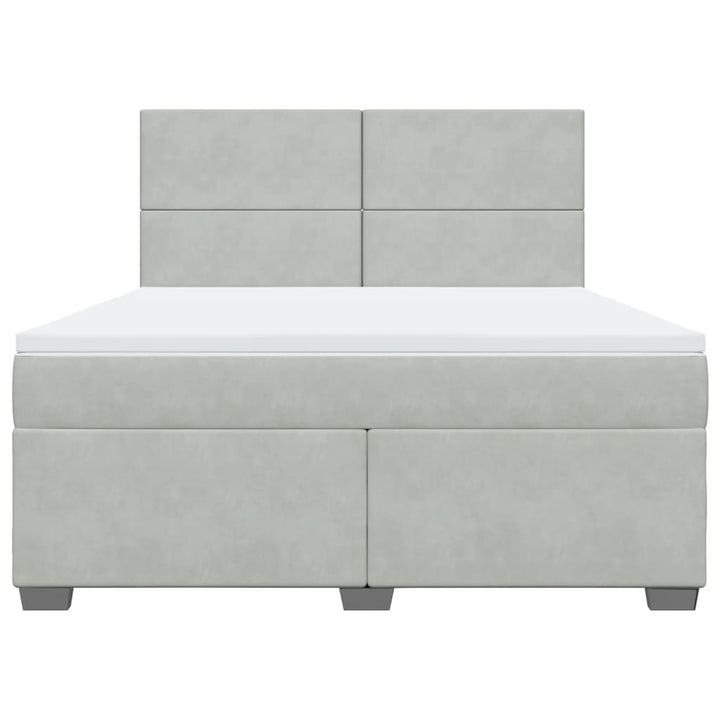 kontinentalseng med madras 180x200 cm fløjl lysegrå