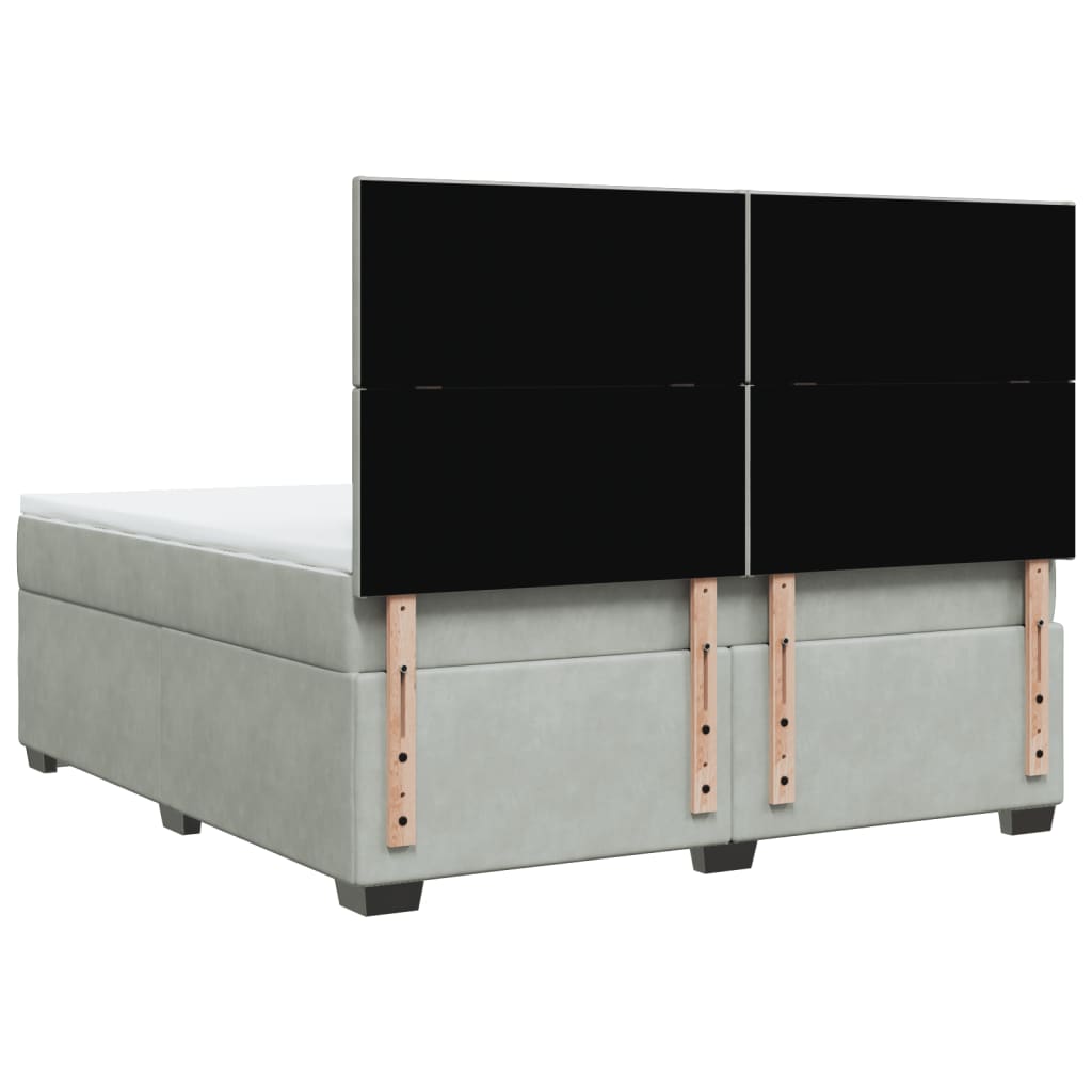 kontinentalseng med madras 180x200 cm fløjl lysegrå