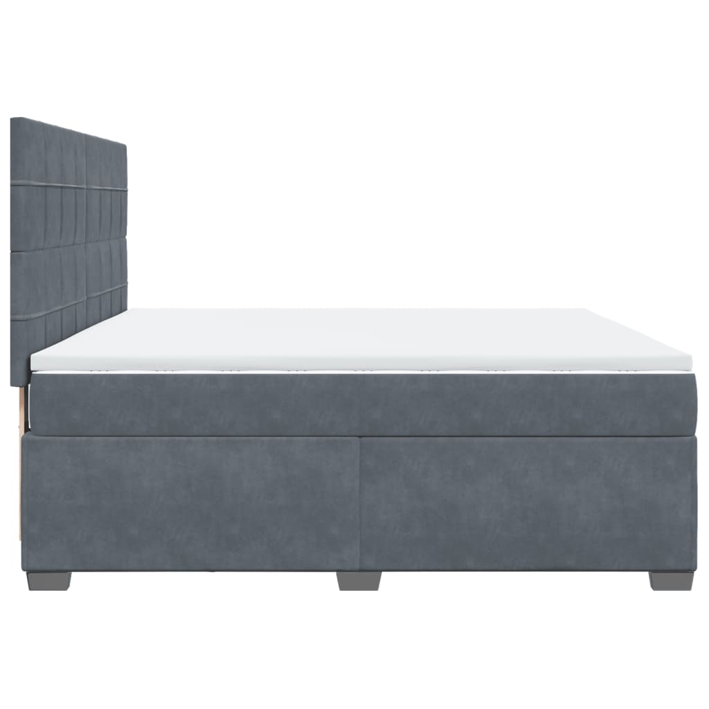 kontinentalseng med madras 180x200 cm fløjl mørkegrå