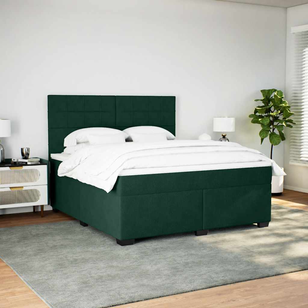 kontinentalseng med madras 180x200 cm fløjl mørkegrøn