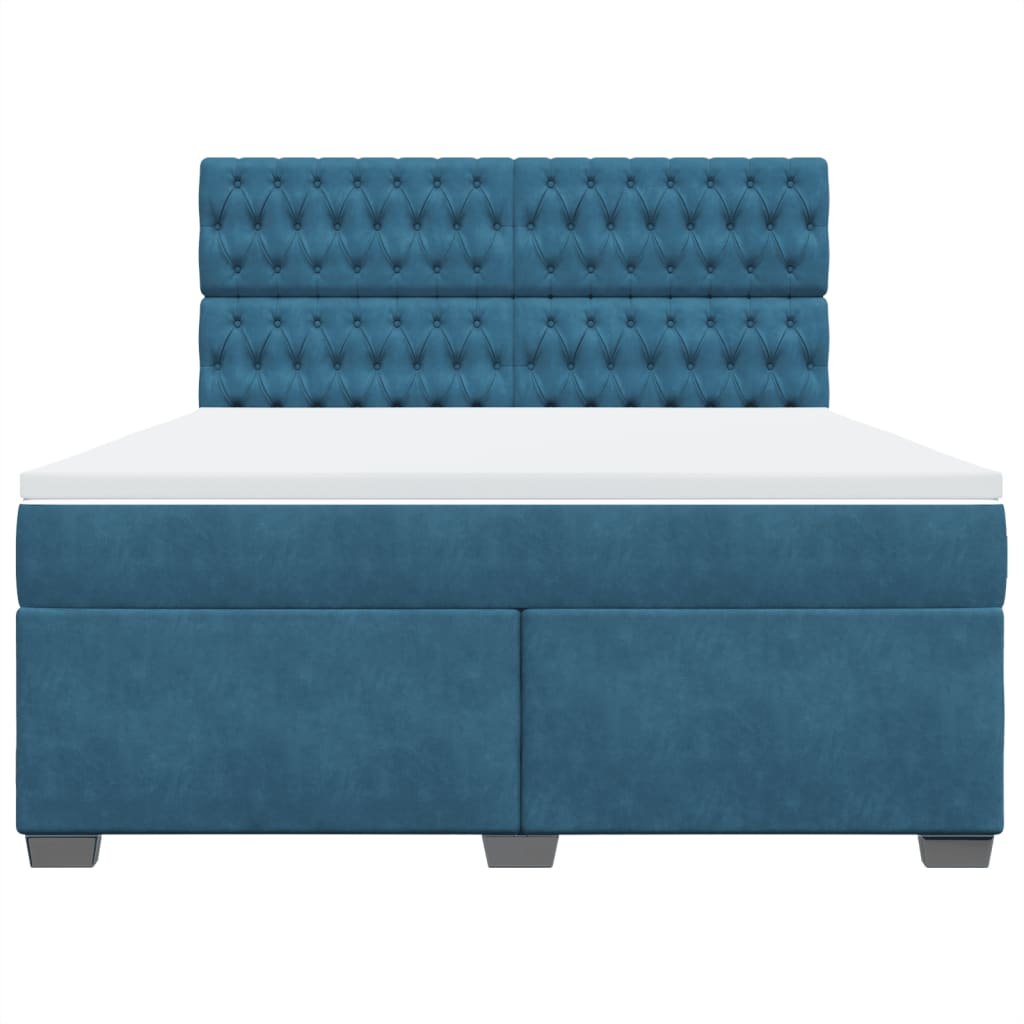 kontinentalseng med madras 180x200 cm fløjl blå