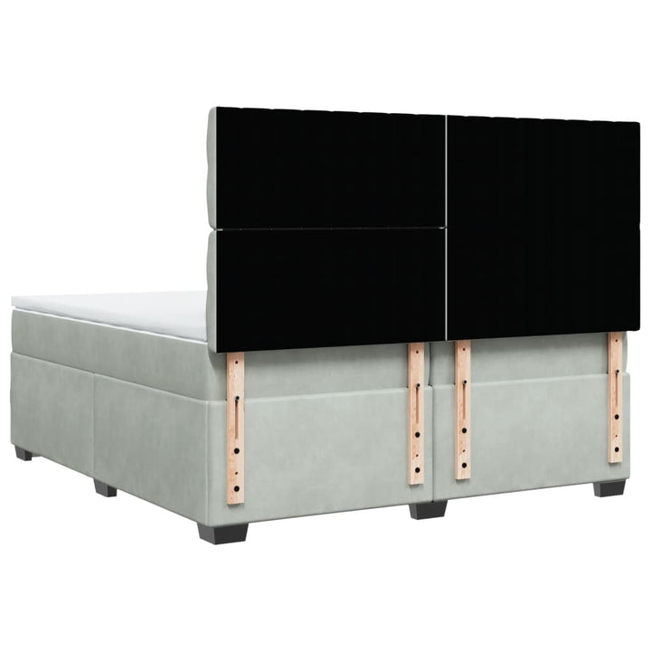 kontinentalseng med madras 200x200 cm fløjl lysegrå