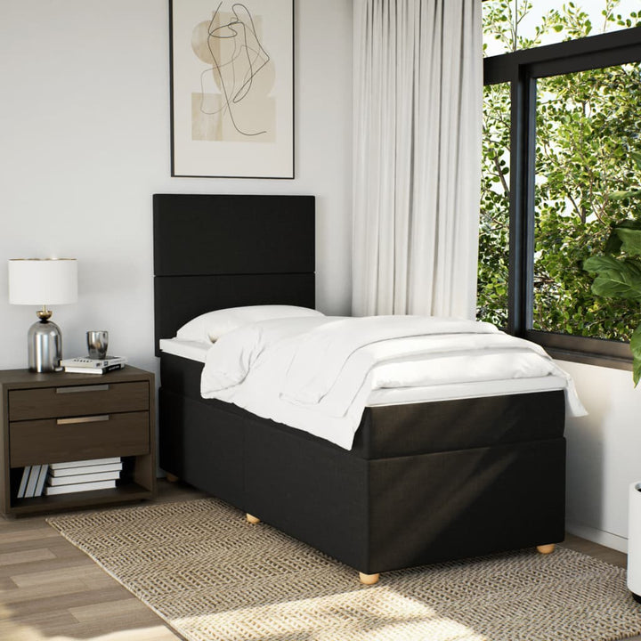 kontinentalseng med madras 90x190 cm stof sort