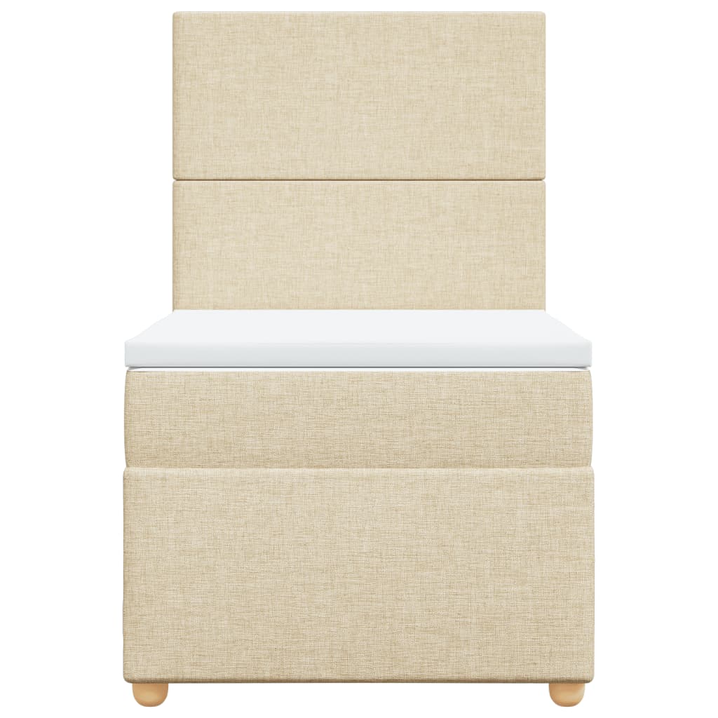 kontinentalseng med madras 90x190 cm stof cremefarvet