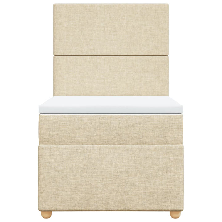 kontinentalseng med madras 90x190 cm stof cremefarvet