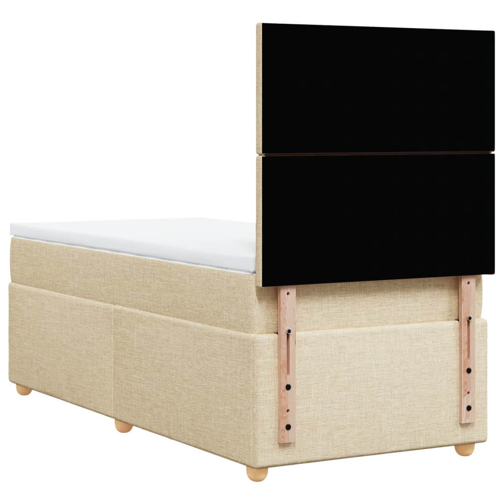 kontinentalseng med madras 90x190 cm stof cremefarvet