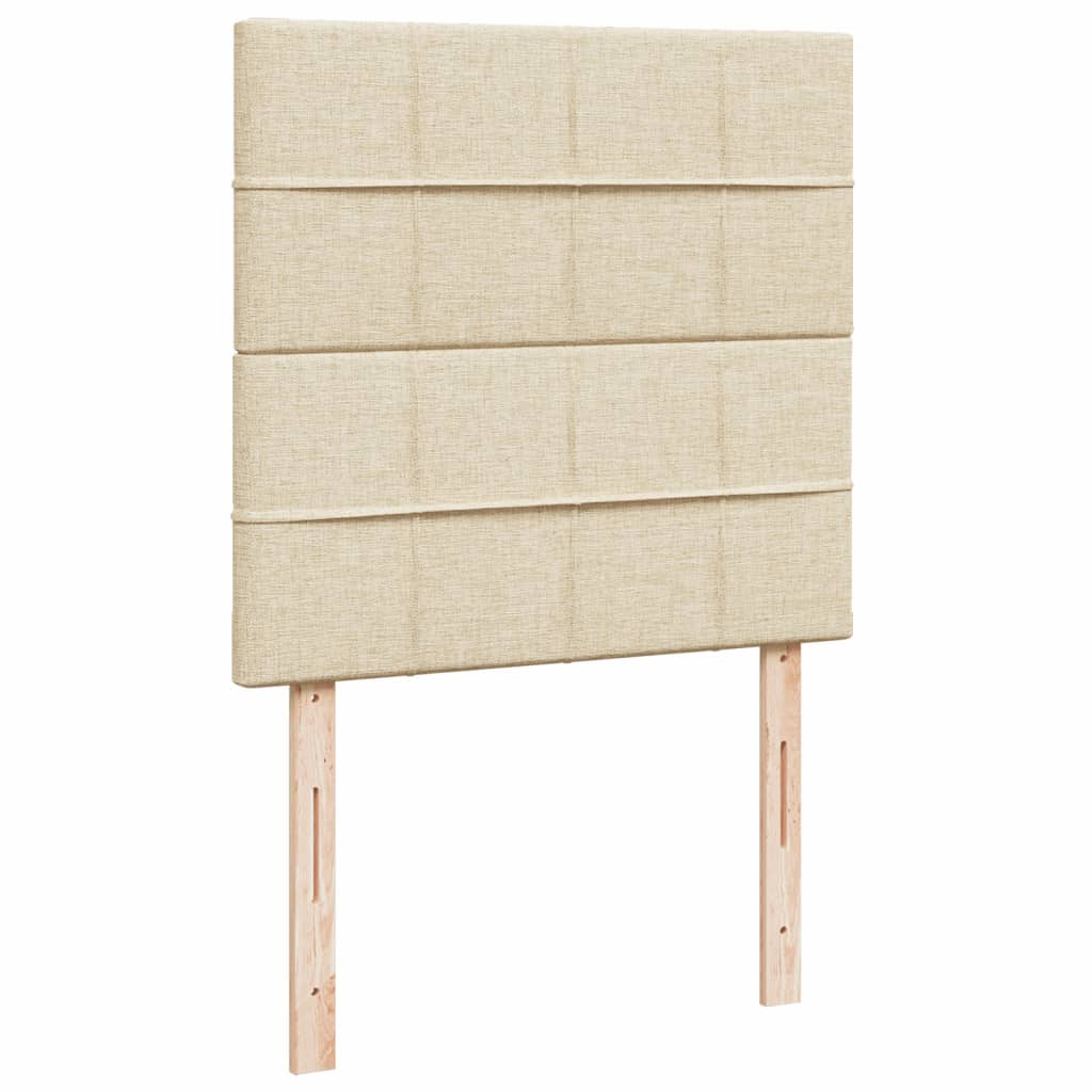 kontinentalseng med madras 90x190 cm stof cremefarvet