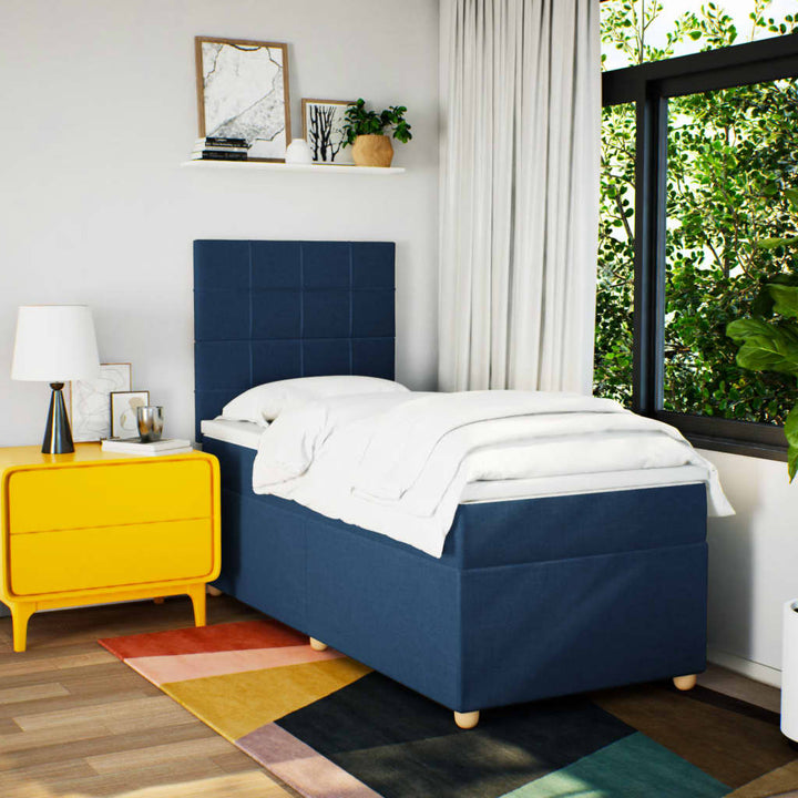 kontinentalseng med madras 90x190 cm stof blå