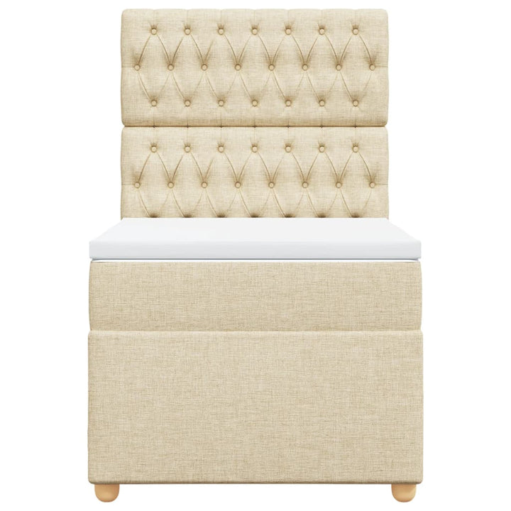 kontinentalseng med madras 90x190 cm stof cremefarvet