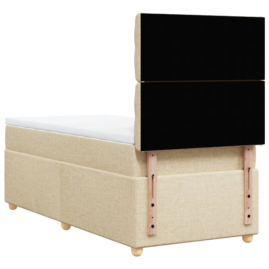 kontinentalseng med madras 90x190 cm stof cremefarvet