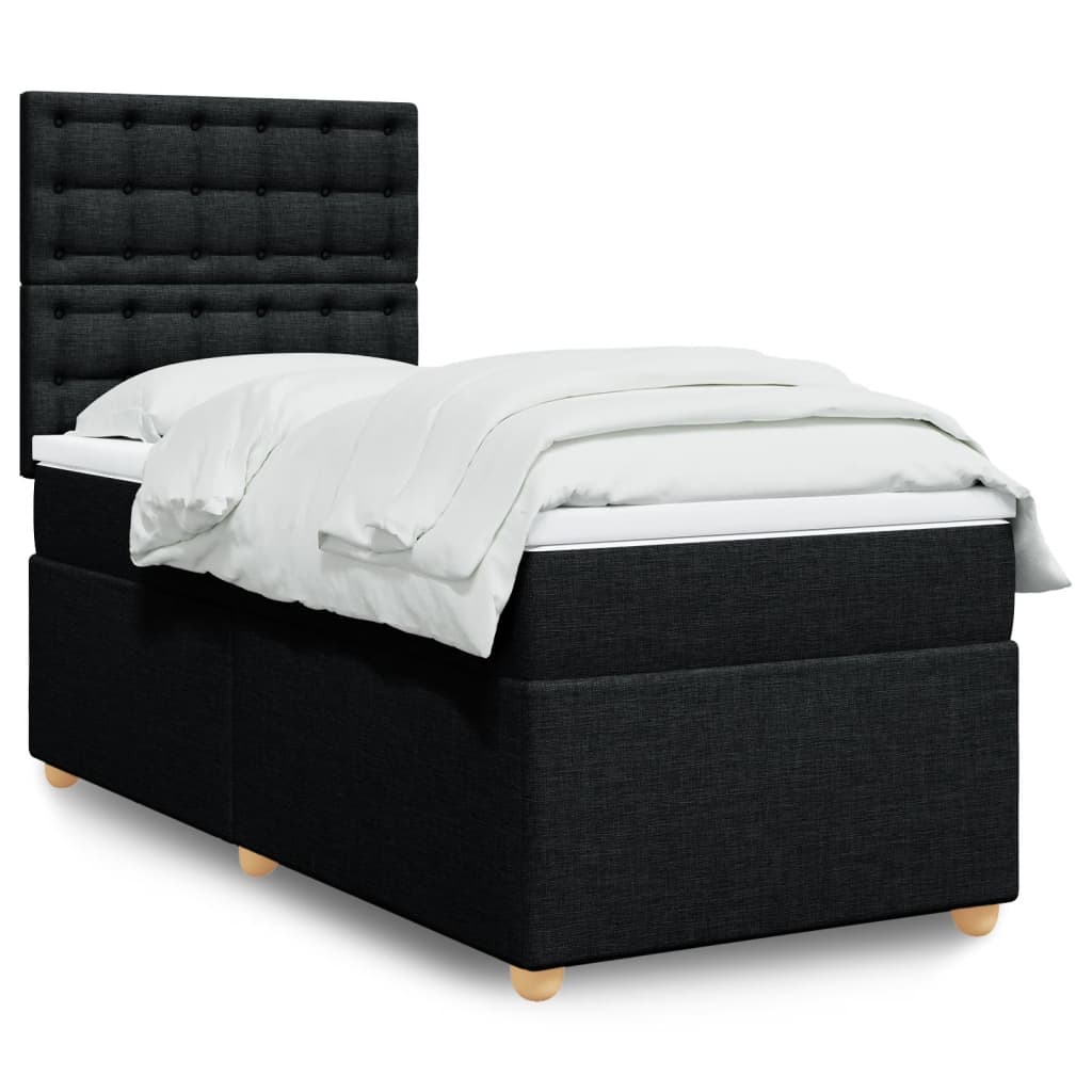 kontinentalseng med madras 90x190 cm stof sort