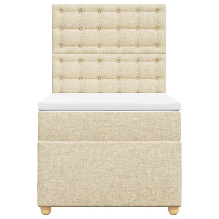 kontinentalseng med madras 90x190 cm stof cremefarvet