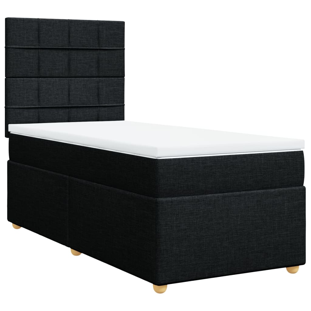 kontinentalseng med madras 90x200 cm stof sort