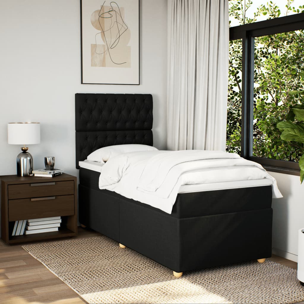 kontinentalseng med madras 90x200 cm stof sort
