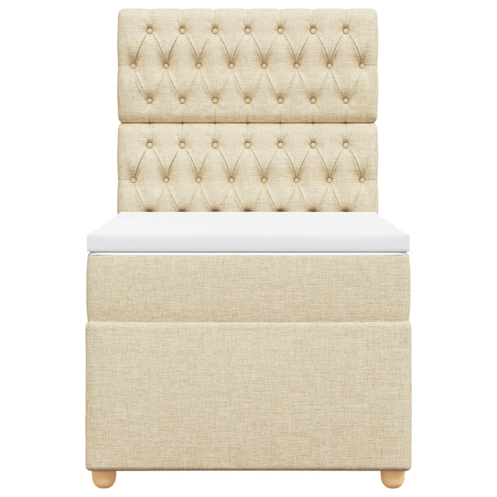 kontinentalseng med madras 90x200 cm stof cremefarvet