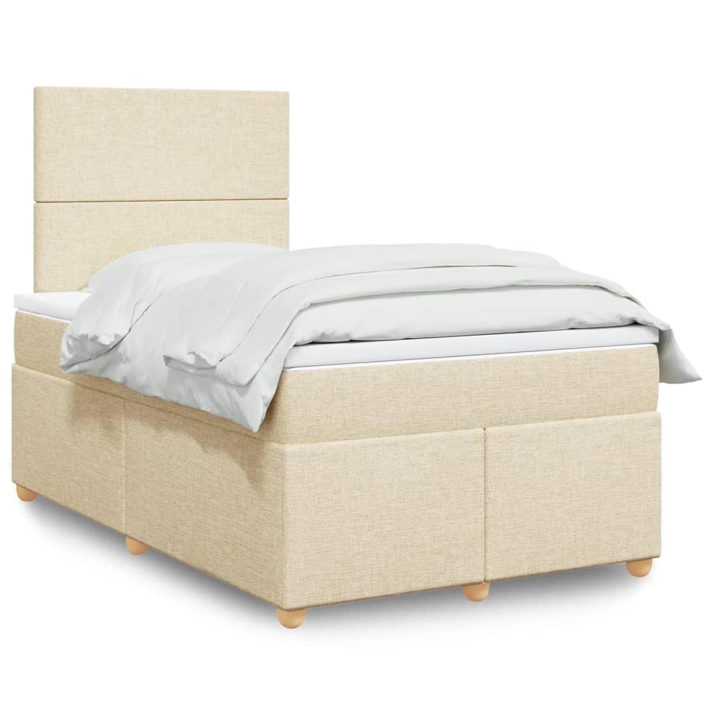 kontinentalseng med madras 120x190 cm stof cremefarvet