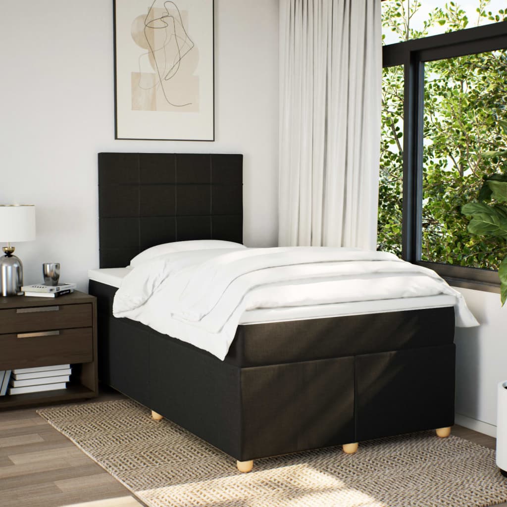 kontinentalseng med madras 120x190 cm stof sort