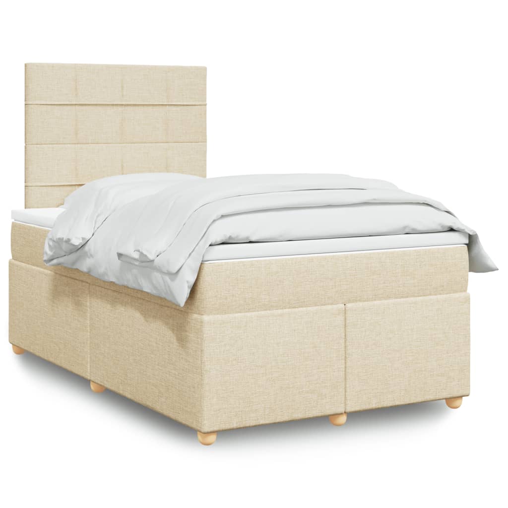 kontinentalseng med madras 120x190 cm stof cremefarvet