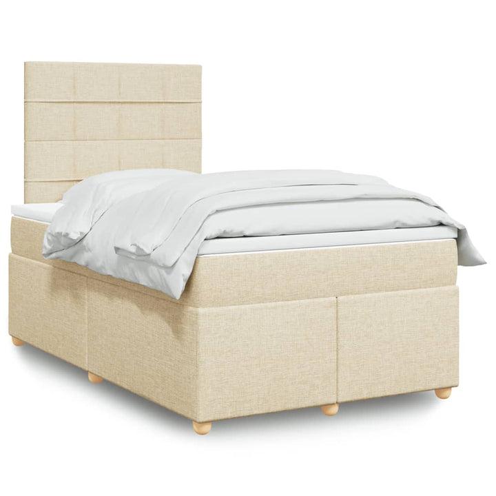 kontinentalseng med madras 120x190 cm stof cremefarvet