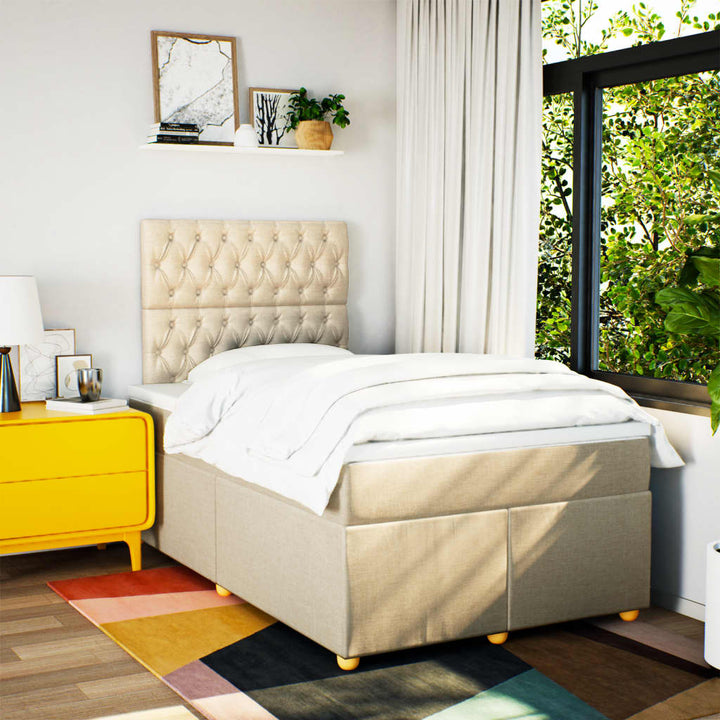 kontinentalseng med madras 120x190 cm stof cremefarvet