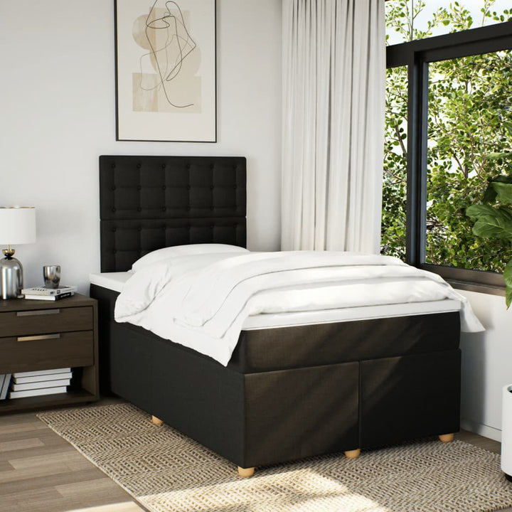 kontinentalseng med madras 120x200 cm stof sort