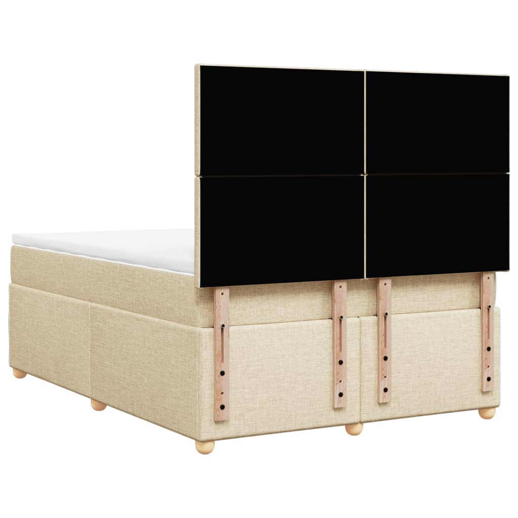 kontinentalseng med madras 140x190 cm stof cremefarvet