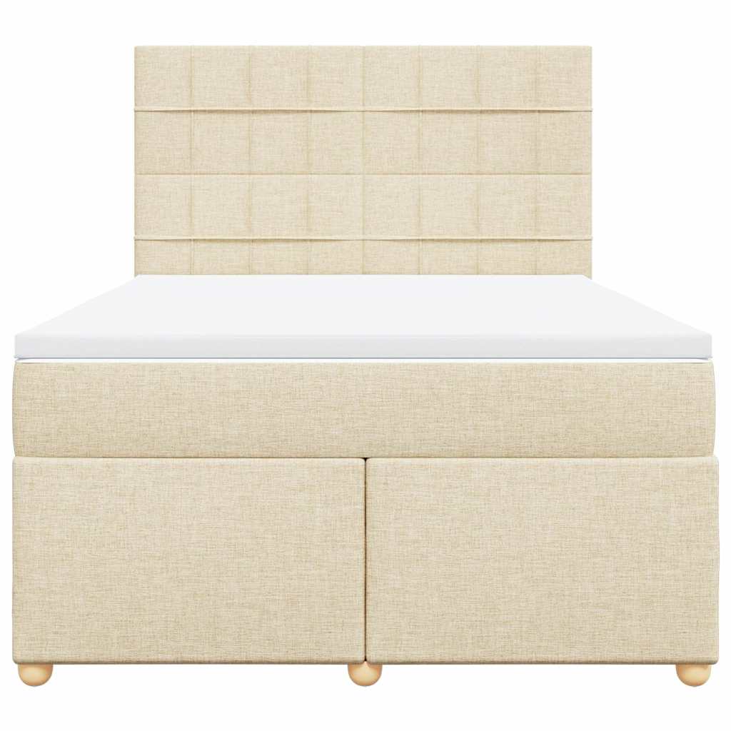 kontinentalseng med madras 140x190 cm stof cremefarvet