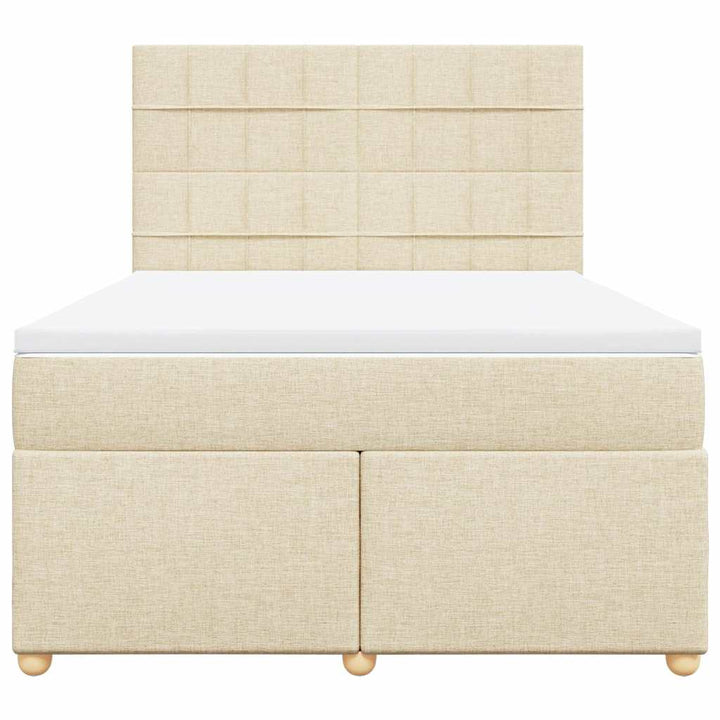 kontinentalseng med madras 140x190 cm stof cremefarvet