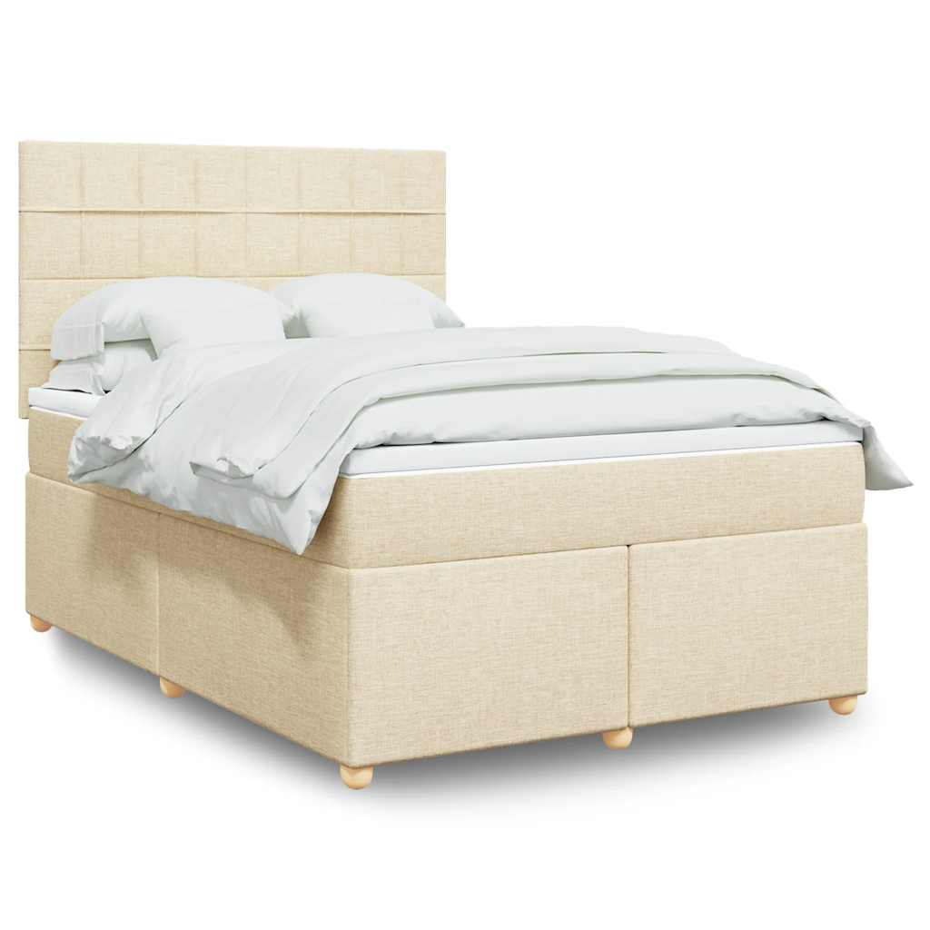 kontinentalseng med madras 140x190 cm stof cremefarvet