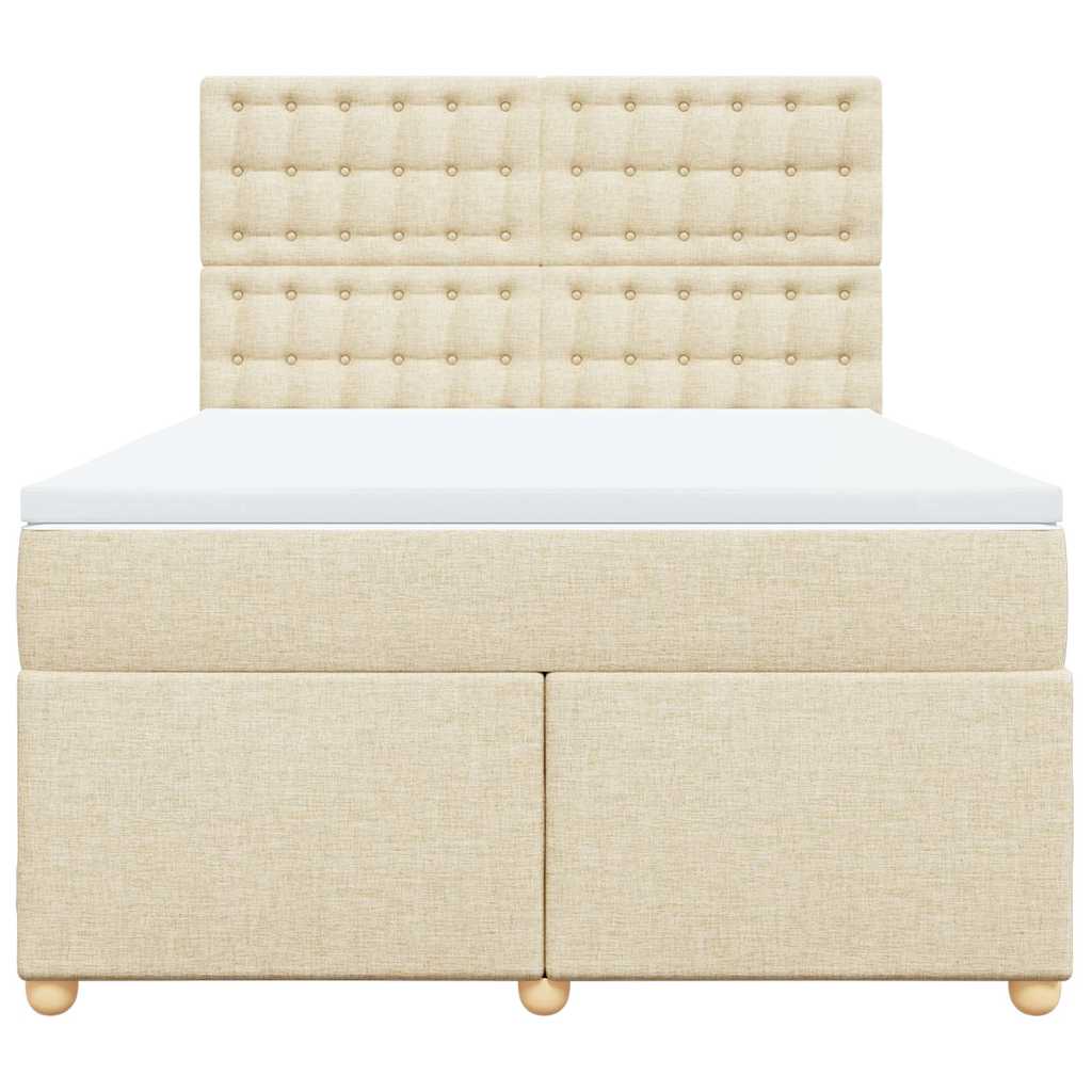 kontinentalseng med madras 140x190 cm stof cremefarvet