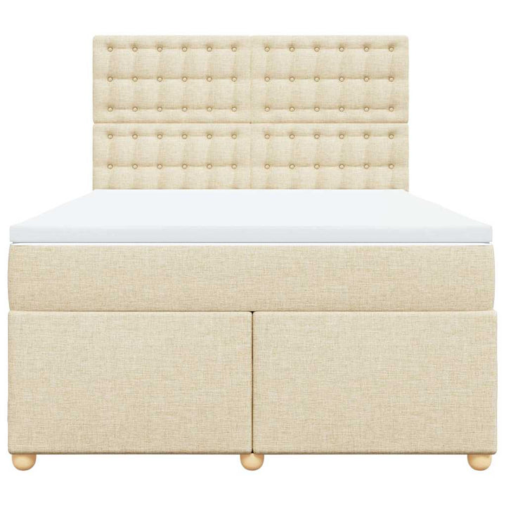 kontinentalseng med madras 140x190 cm stof cremefarvet