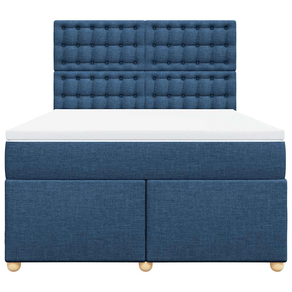 kontinentalseng med madras 140x190 cm stof blå