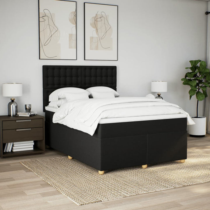 kontinentalseng med madras 160x200 cm stof sort