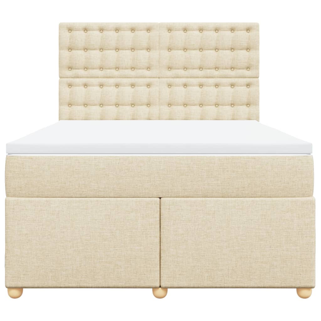 kontinentalseng med madras 160x200 cm stof cremefarvet