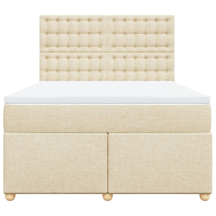 kontinentalseng med madras 160x200 cm stof cremefarvet