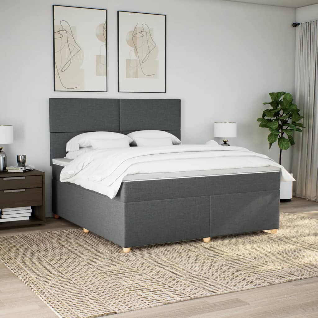 kontinentalseng med madras 180x200 cm stof mørkegrå