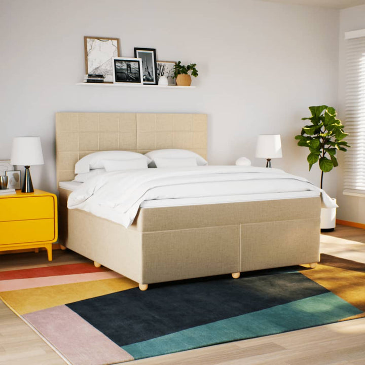 kontinentalseng med madras 180x200 cm stof cremefarvet