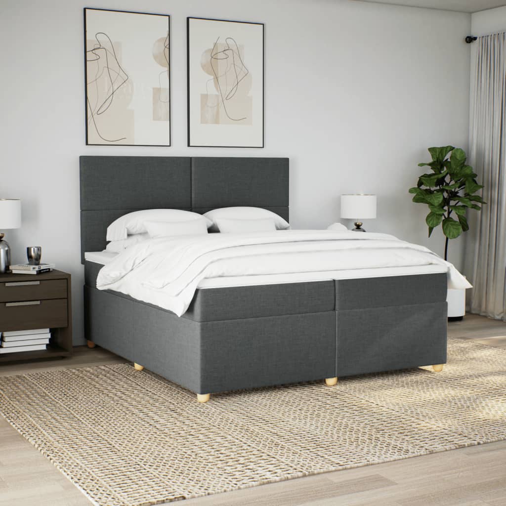 kontinentalseng med madras 200x200 cm stof mørkegrå