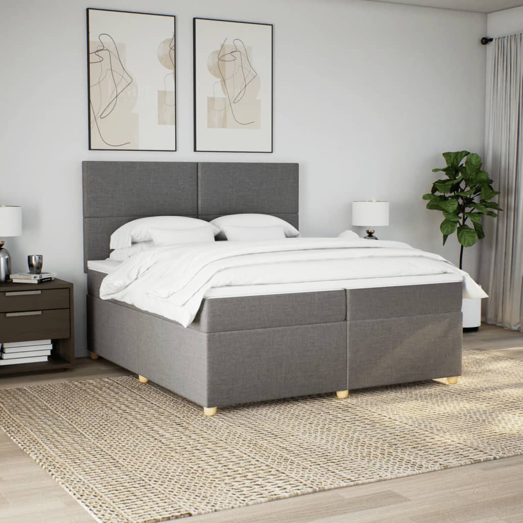 kontinentalseng med madras 200x200 cm stof gråbrun