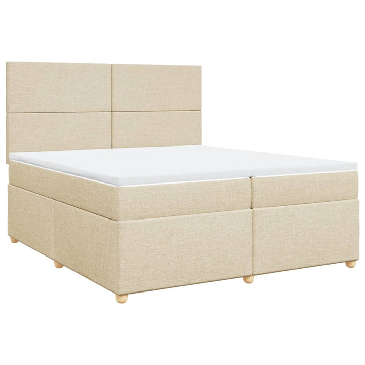 kontinentalseng med madras 200x200 cm stof cremefarvet